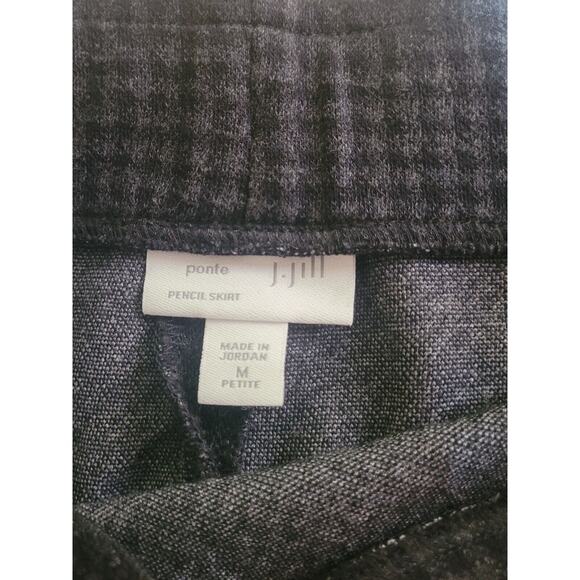 J. Jill Petite Medium Ponte Pencil Skirt Black Gray Houndstooth Stretch EUC - Picture 5 of 7